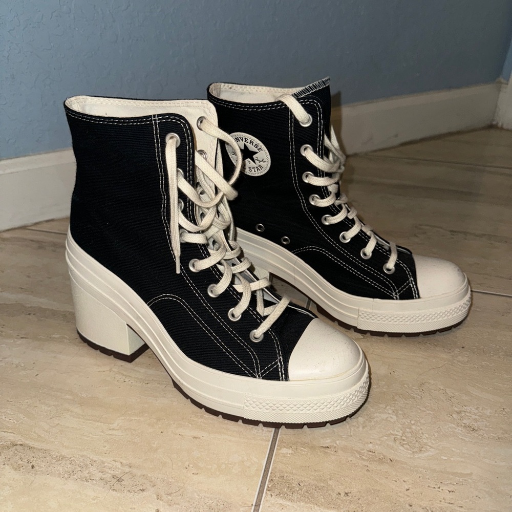 Converse Black and White High-Top Sneaker Heels Size Women’s 11 / Men’s 9 BNWOT
